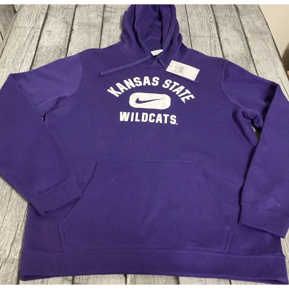 NWT Men’s Nike K State Kansas State Wildcats Club Fleece Hoodie Large Purple